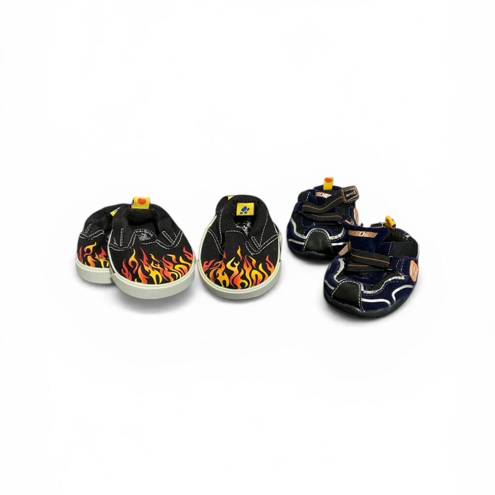 3 Pairs of Build a Bear Shoes flames sneakers and sketchers